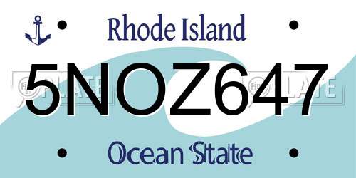 5NOZ647 Rhode Island License Plate