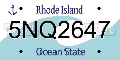 5NQ2647 Rhode Island License Plate