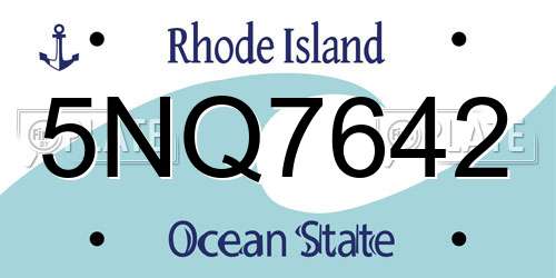 5NQ7642 Rhode Island License Plate