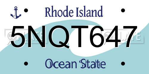 5NQT647 Rhode Island License Plate