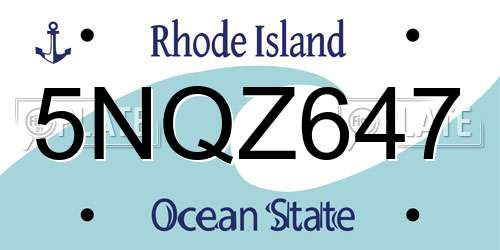 5NQZ647 Rhode Island License Plate