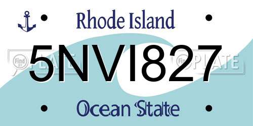 5NVI827 Rhode Island License Plate