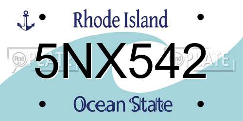 5NX542 Rhode Island License Plate