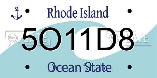 5O11D8 Rhode Island License Plate