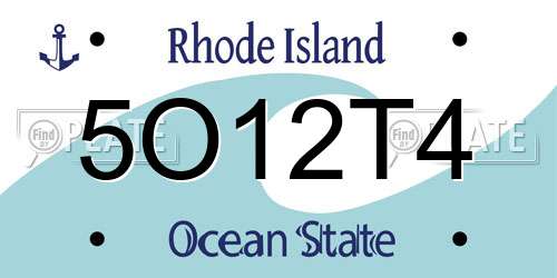 5O12T4 Rhode Island License Plate