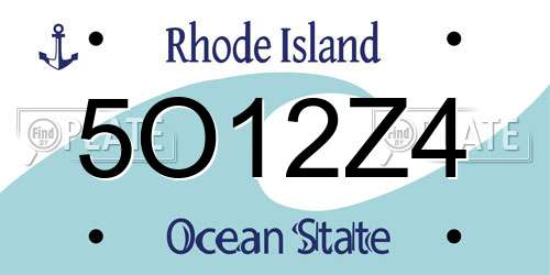 5O12Z4 Rhode Island License Plate
