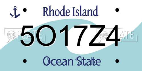 5O17Z4 Rhode Island License Plate