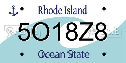 5O18Z8 Rhode Island License Plate