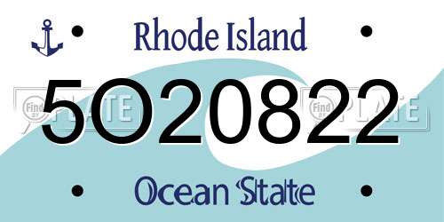5O20822 Rhode Island License Plate