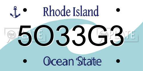 5O33G3 Rhode Island License Plate