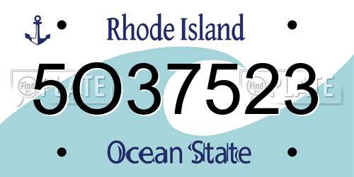 5O37523 Rhode Island License Plate