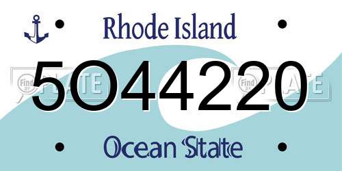5O44220 Rhode Island License Plate