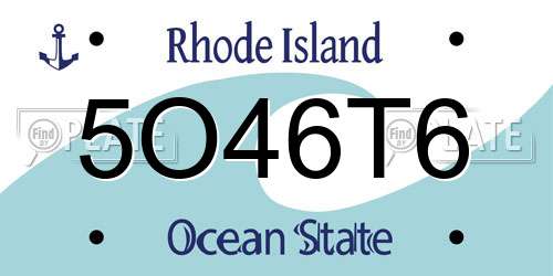 5O46T6 Rhode Island License Plate