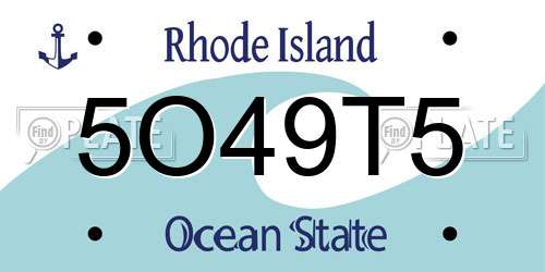 5O49T5 Rhode Island License Plate