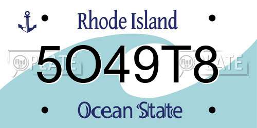 5O49T8 Rhode Island License Plate