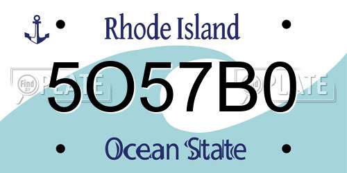 5O57B0 Rhode Island License Plate