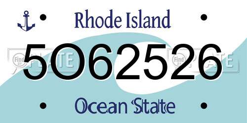 5O62526 Rhode Island License Plate