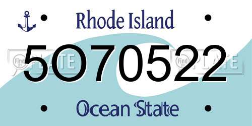 5O70522 Rhode Island License Plate