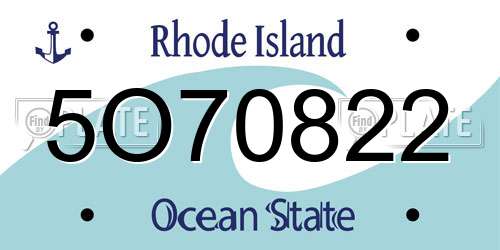 5O70822 Rhode Island License Plate