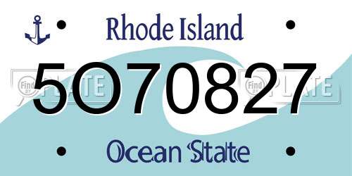 5O70827 Rhode Island License Plate