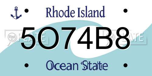 5O74B8 Rhode Island License Plate