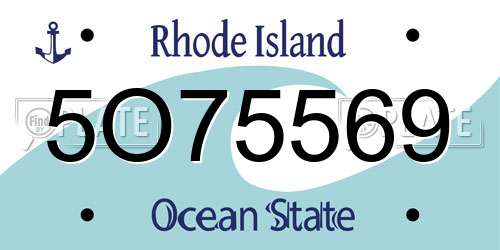 5O75569 Rhode Island License Plate