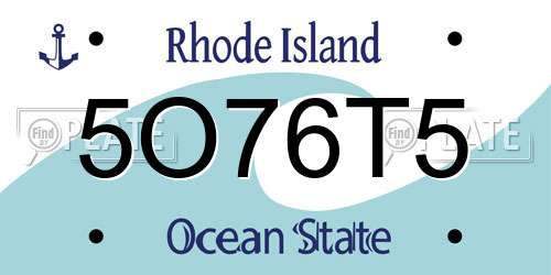 5O76T5 Rhode Island License Plate