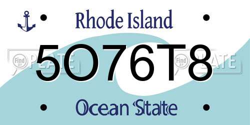 5O76T8 Rhode Island License Plate