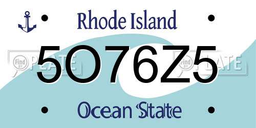 5O76Z5 Rhode Island License Plate