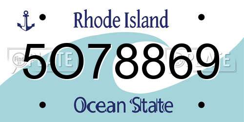 5O78869 Rhode Island License Plate