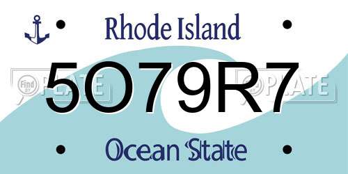 5O79R7 Rhode Island License Plate