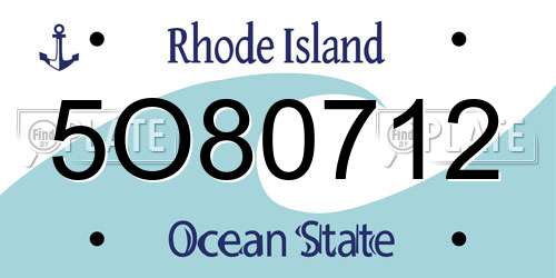 5O80712 Rhode Island License Plate