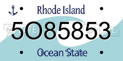 5O85853 Rhode Island License Plate