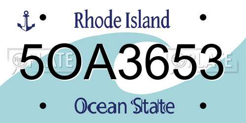 5OA3653 Rhode Island License Plate