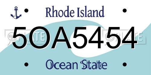 5OA5454 Rhode Island License Plate