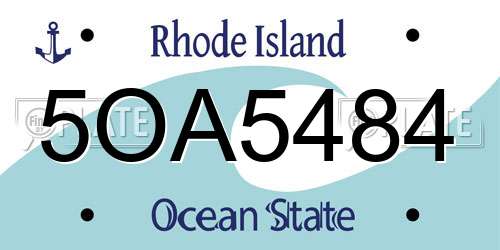 5OA5484 Rhode Island License Plate