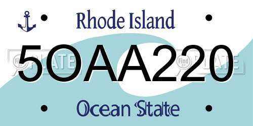 5OAA220 Rhode Island License Plate