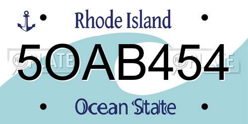 5OAB454 Rhode Island License Plate