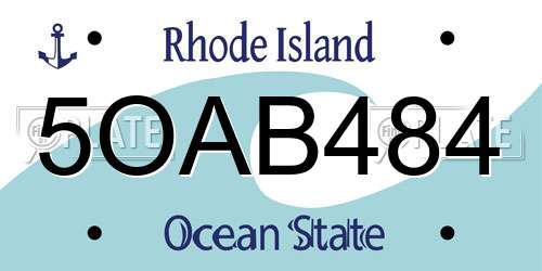5OAB484 Rhode Island License Plate