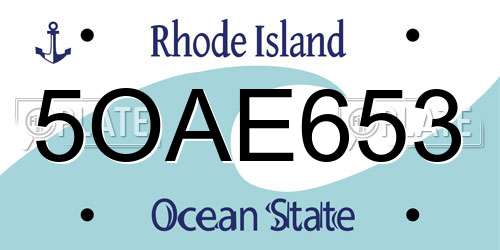 5OAE653 Rhode Island License Plate