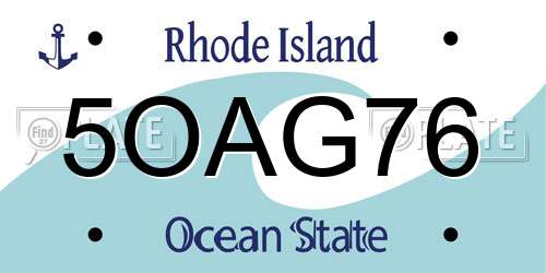 5OAG76 Rhode Island License Plate