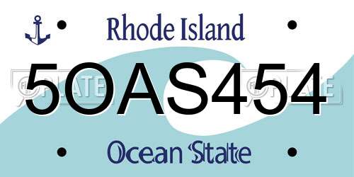 5OAS454 Rhode Island License Plate