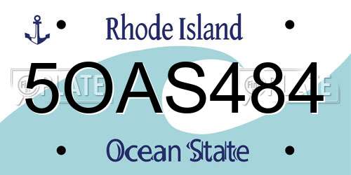 5OAS484 Rhode Island License Plate