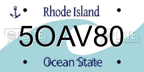 5OAV80 Rhode Island License Plate