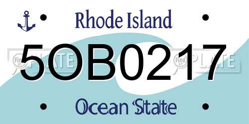 5OB0217 Rhode Island License Plate
