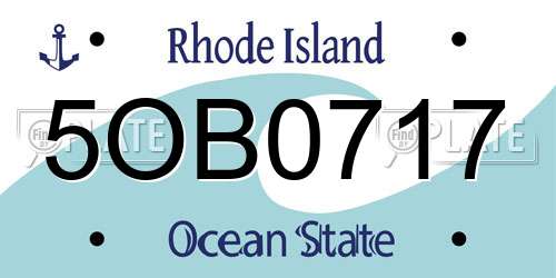 5OB0717 Rhode Island License Plate