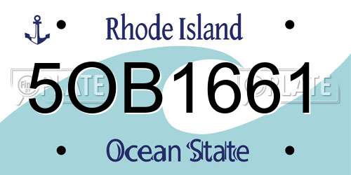 5OB1661 Rhode Island License Plate