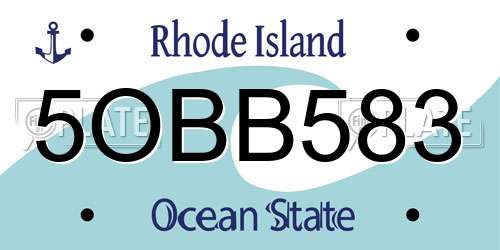 5OBB583 Rhode Island License Plate