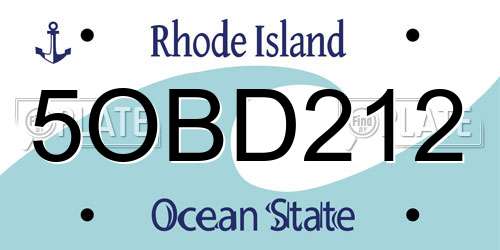 5OBD212 Rhode Island License Plate