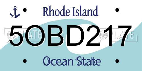 5OBD217 Rhode Island License Plate
